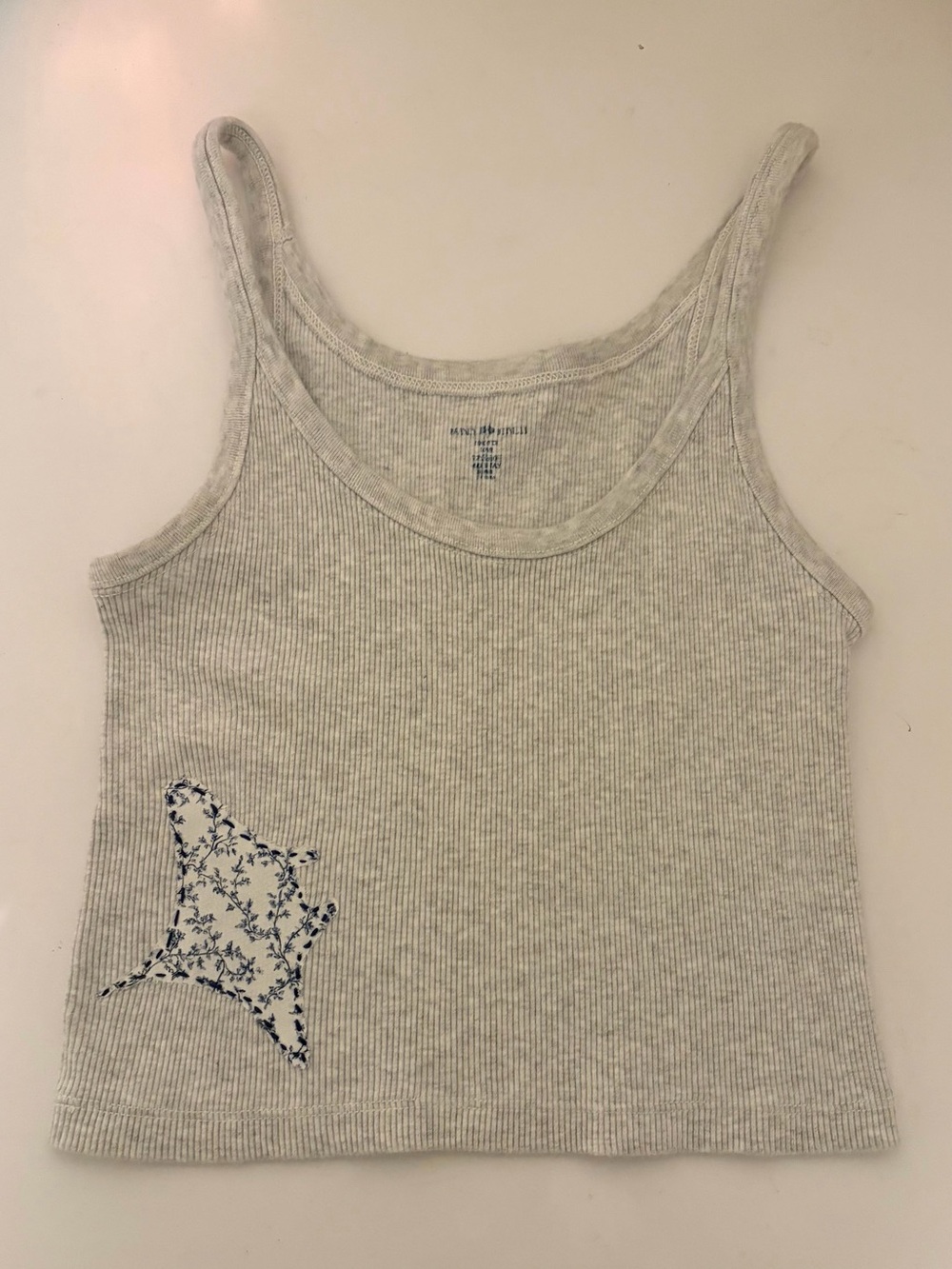 Brandy Melville Light Gray Tank with Manta Ray Patchwork